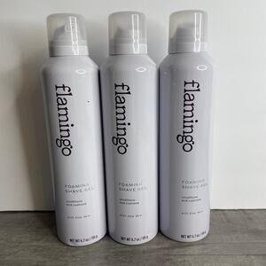 NEW Lot of 3 FLAMINGO Foaming Shave Gel Conditions and Cushions Aloe Vera 6.7 oz